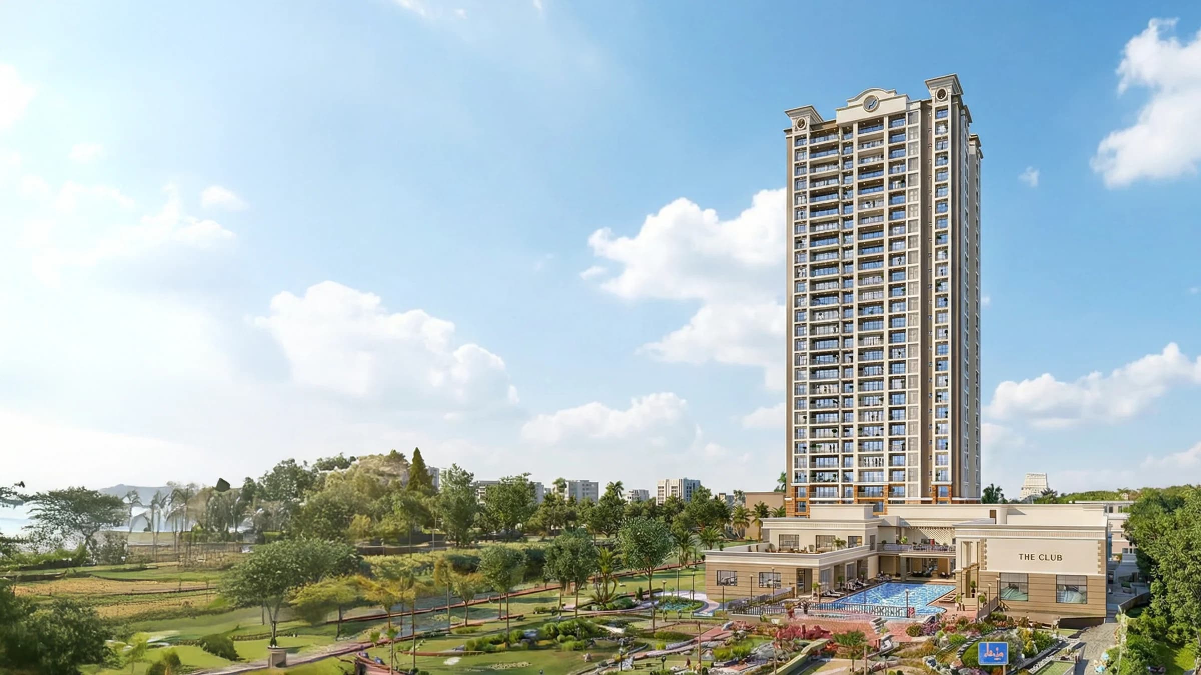 Anandam World City — landscaped open spaces aerial