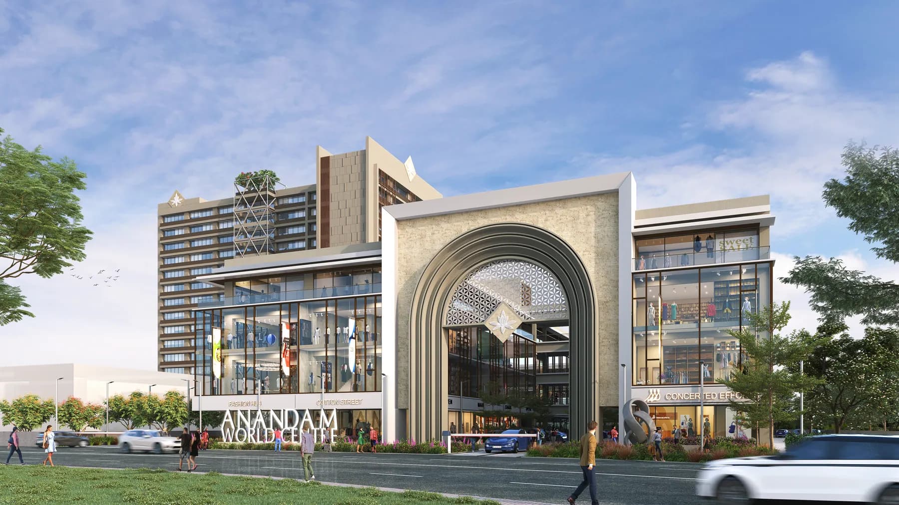 Anandam World Centre — the shopping centre grand arch entrance